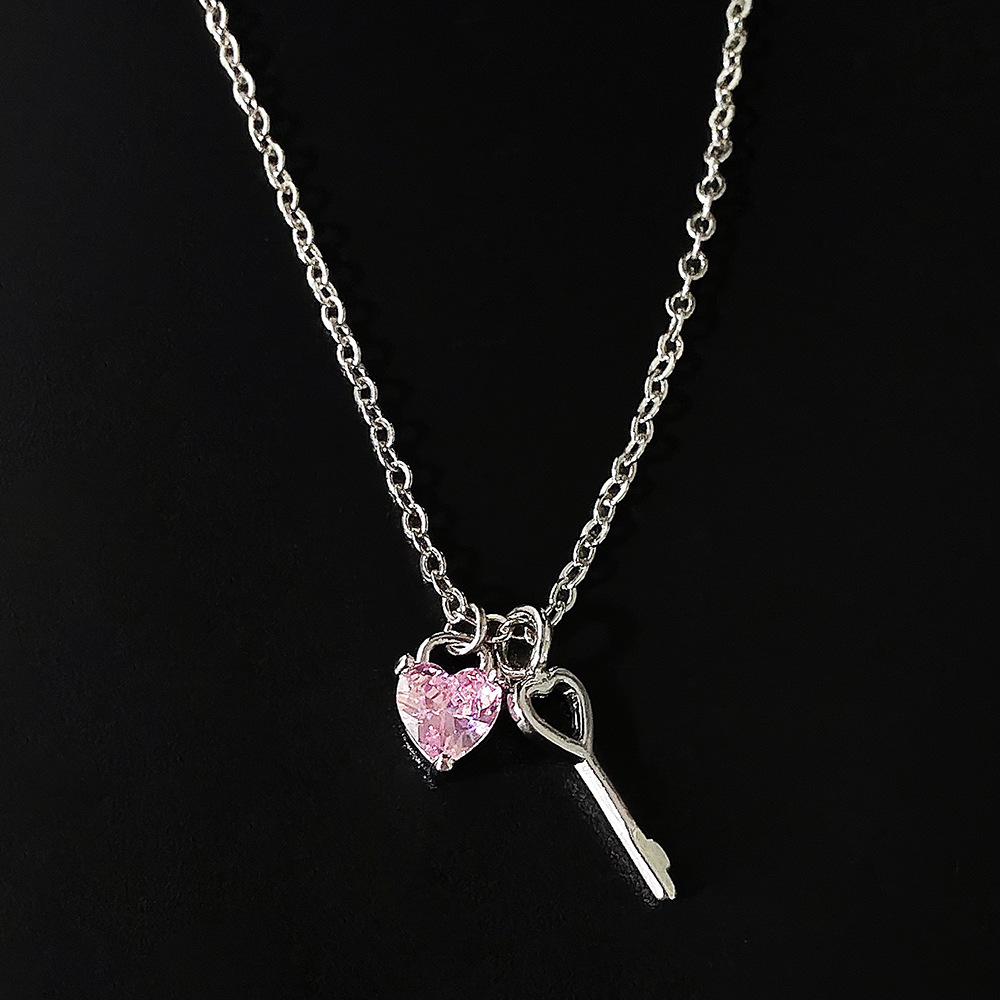 8g Weight Copper Pendant Material Zircon Inlay Material Pendant Necklace Classification Copper Chain Material 1 Piece Quantity Holiday, Daily Occasion Copper Material Heart Shape Pattern Women's Gender Plating, Inlay Design Cute, Sweet Style Copper Plating Inlay Heart Shape Zircon Pendant Necklace 2