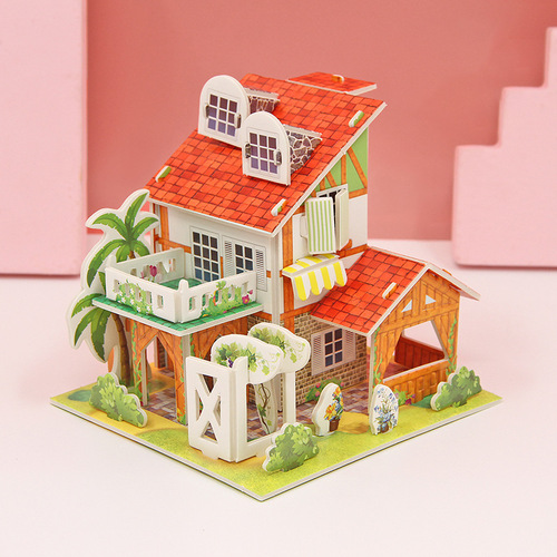 Children 3D Stereo Jigsaw Wholesale Boys and Girls Intelligence Toy Paper House Model DIY Handmade Stalls 