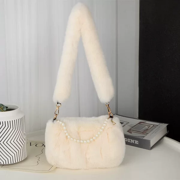 Ready Supply Single Shoulder Armpit Bag Plush Bag Women's Autumn and Winter Niche Fashion Trendy Mobile Phone Handbag Versatile