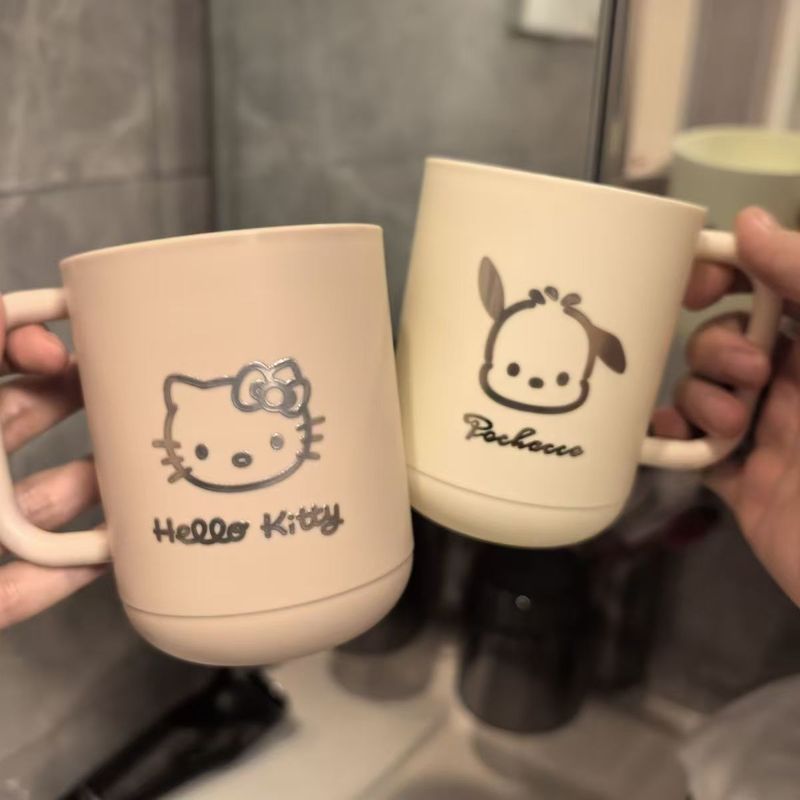 Cute Cat and Dog Toothbrushing Cup, Ins-Style Cartoon Design for Student Dormitories, Couple's Plastic Household Toothbrushing and Rinsing Cup