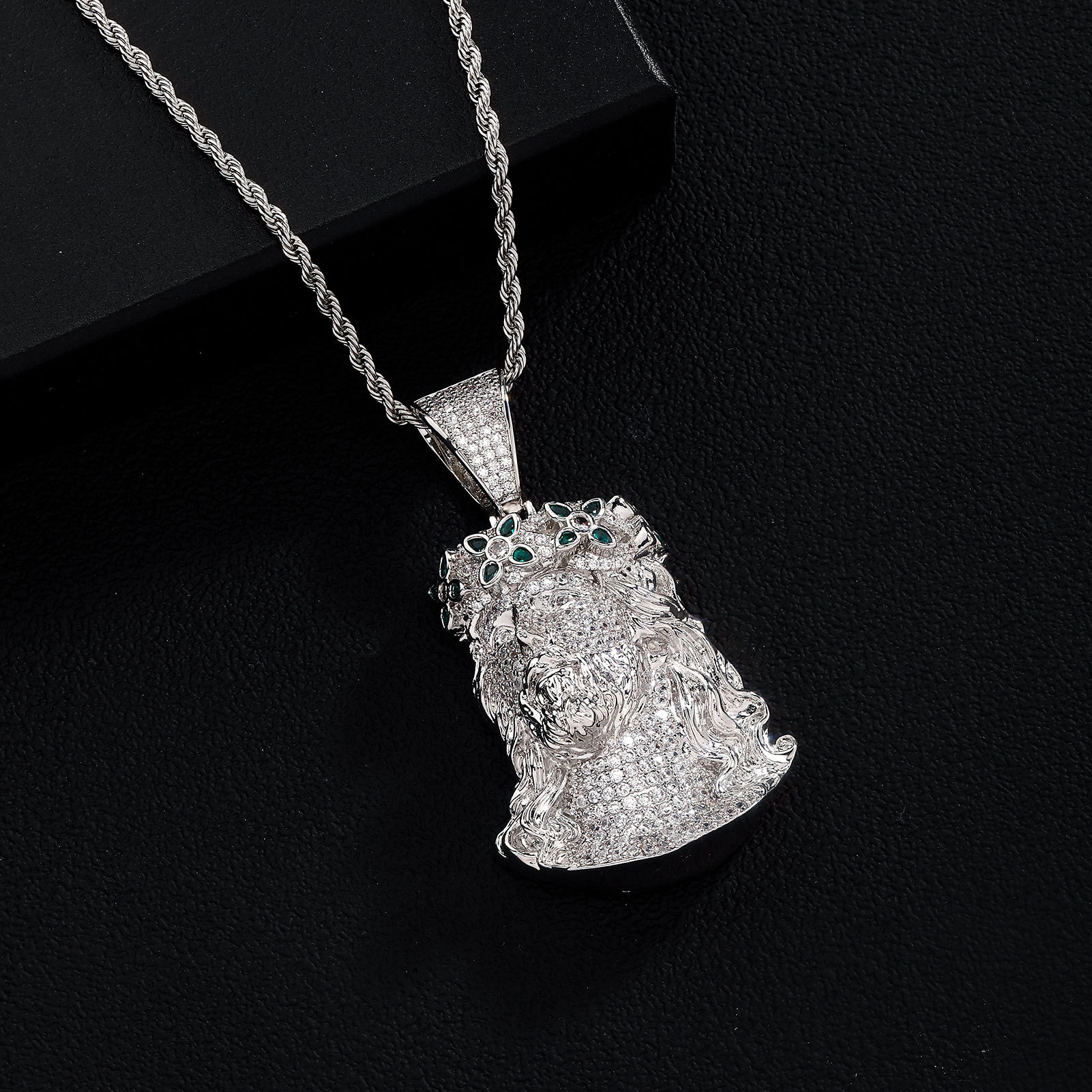 Copper necklace hip-hop style with zircon
