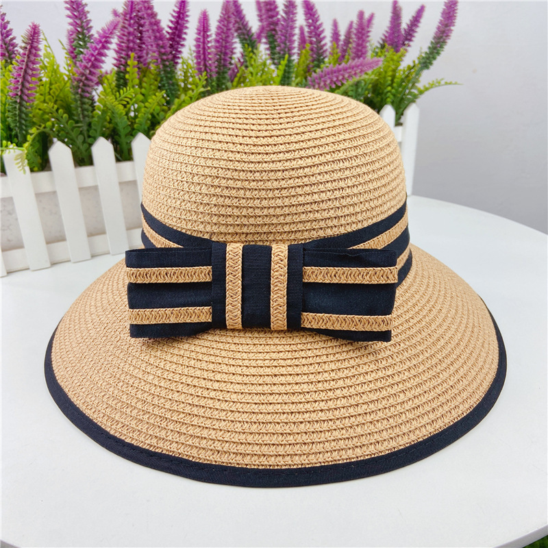 Straw Material Printing Pattern Women's Spring And Summer Fashion Beach Foldable Casual Face-covering Grass Hat