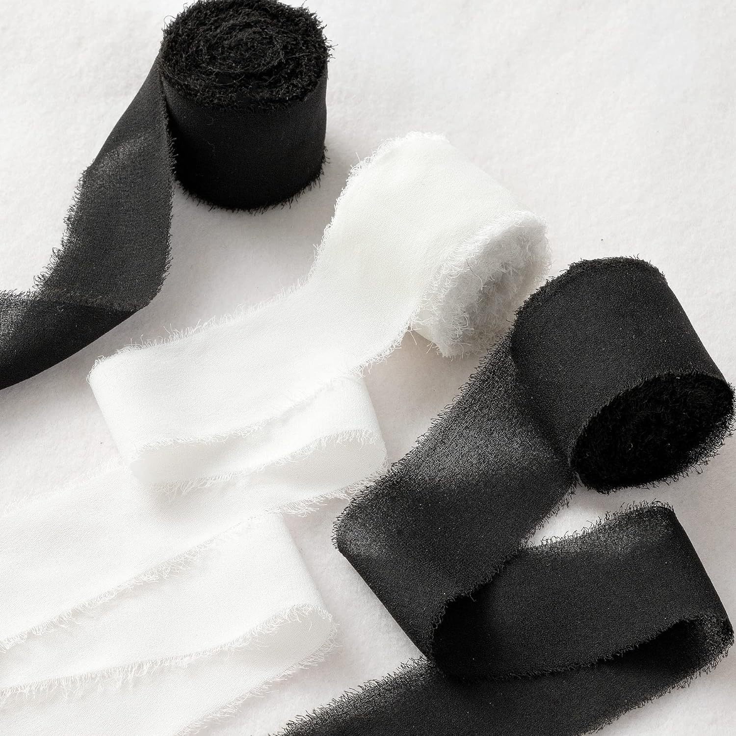 INS deshilachado gasa cinta ramo de la boda borla cinta arco decoración hilo de nieve tira de tela de seda