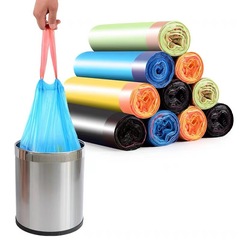 抽繩式垃圾袋一卷15隻 一次性廚房塑料袋 家用辦公宿舍手提式塑料