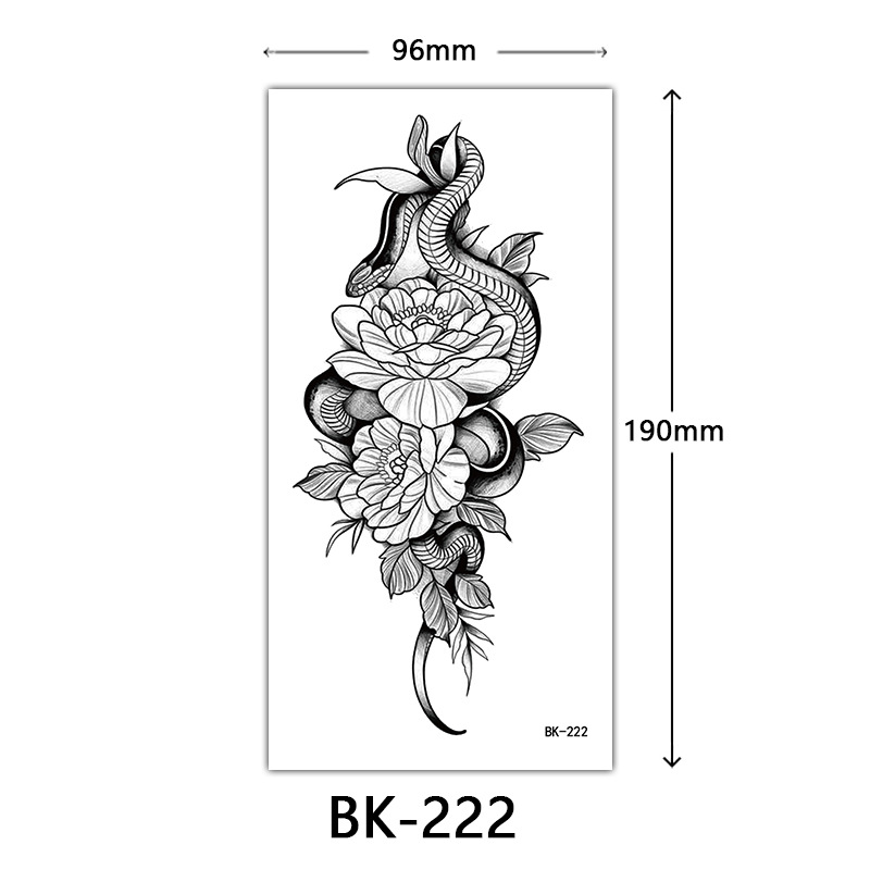 Tatuaje Temporal de Flores Boceto de Papel de Transferencia al Agua, Impresión por Transferencia de Agua, para Cuerpo image 228