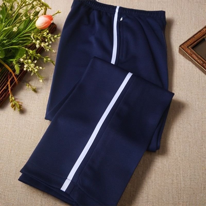 One Thick White Stripe School Uniform Pants Navy Blue for Middle School and Elementary School Students, Plus Size
