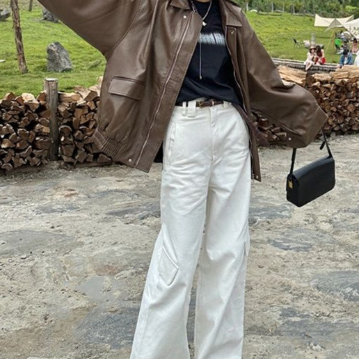 Leather Jacket Women's New Early Autumn Women's Black Casual Short Motorcycle Leather Jacket Brown