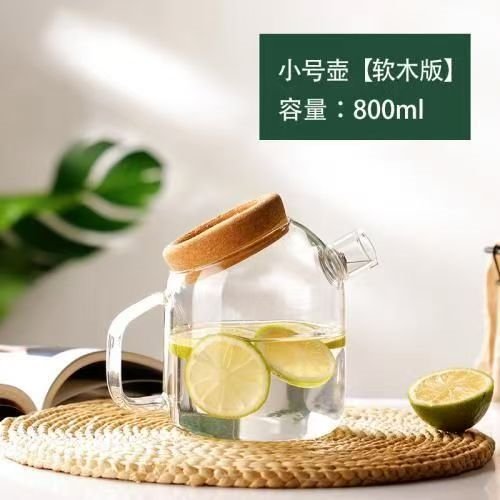 vidrio de alto silicio tetera de agua fría tetera de té de alta capacidad tapa de corcho transparente especial espesa ins vidrio burbuja fría image 7