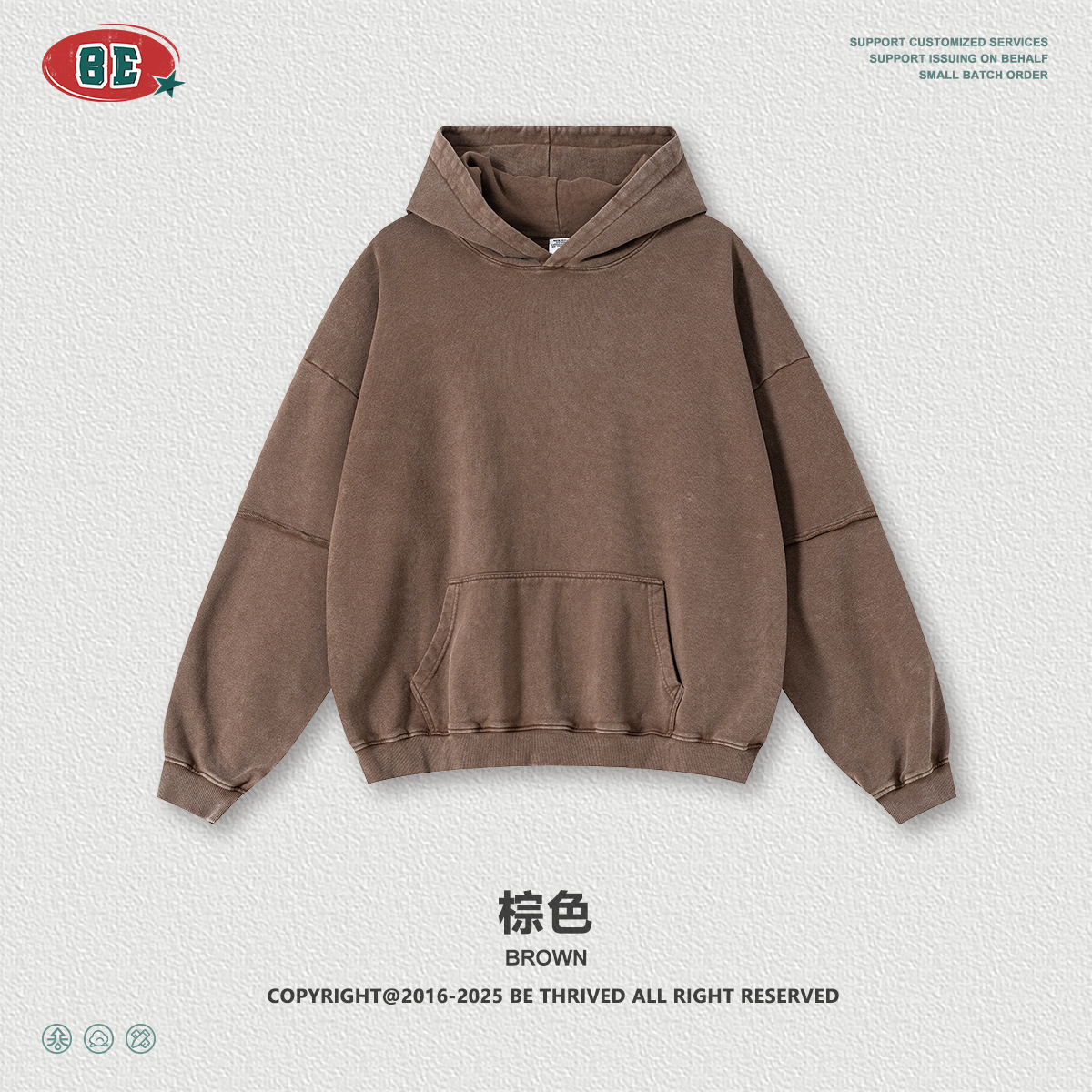 BE Men's Wear 2025 otoño americano pesado costura falsa dos piezas retro viejo copo de nieve frito con felpa suéter con capucha hombre image 10