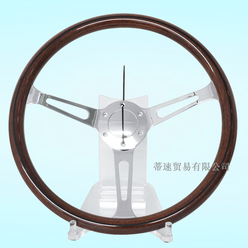 Factory direct sales universal car modification 15inch peach wood color steering wheel classic retro 380MM electroplated concave center