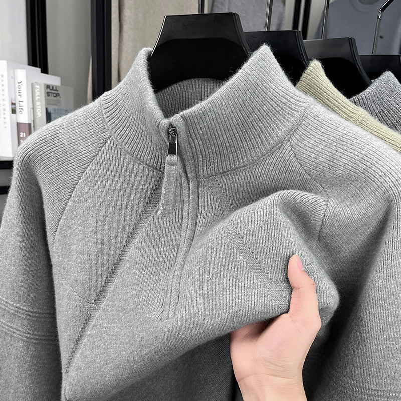Cross-Border Foreign Trade Puyuan Men's Sweater Half-Zip Winter Thickened Casual Warm Knitwear Men's Wholesale Cross-Border Foreign Trade Puyuan Men's Sweater Half-Zip Winter Thickened Casual Warm Knitwear Men's Wholesale