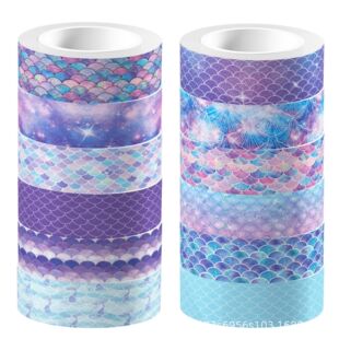 ZH041 mermaid scale magic color gradient transparent roll adhesive sticker and paper tape DIY Journal material