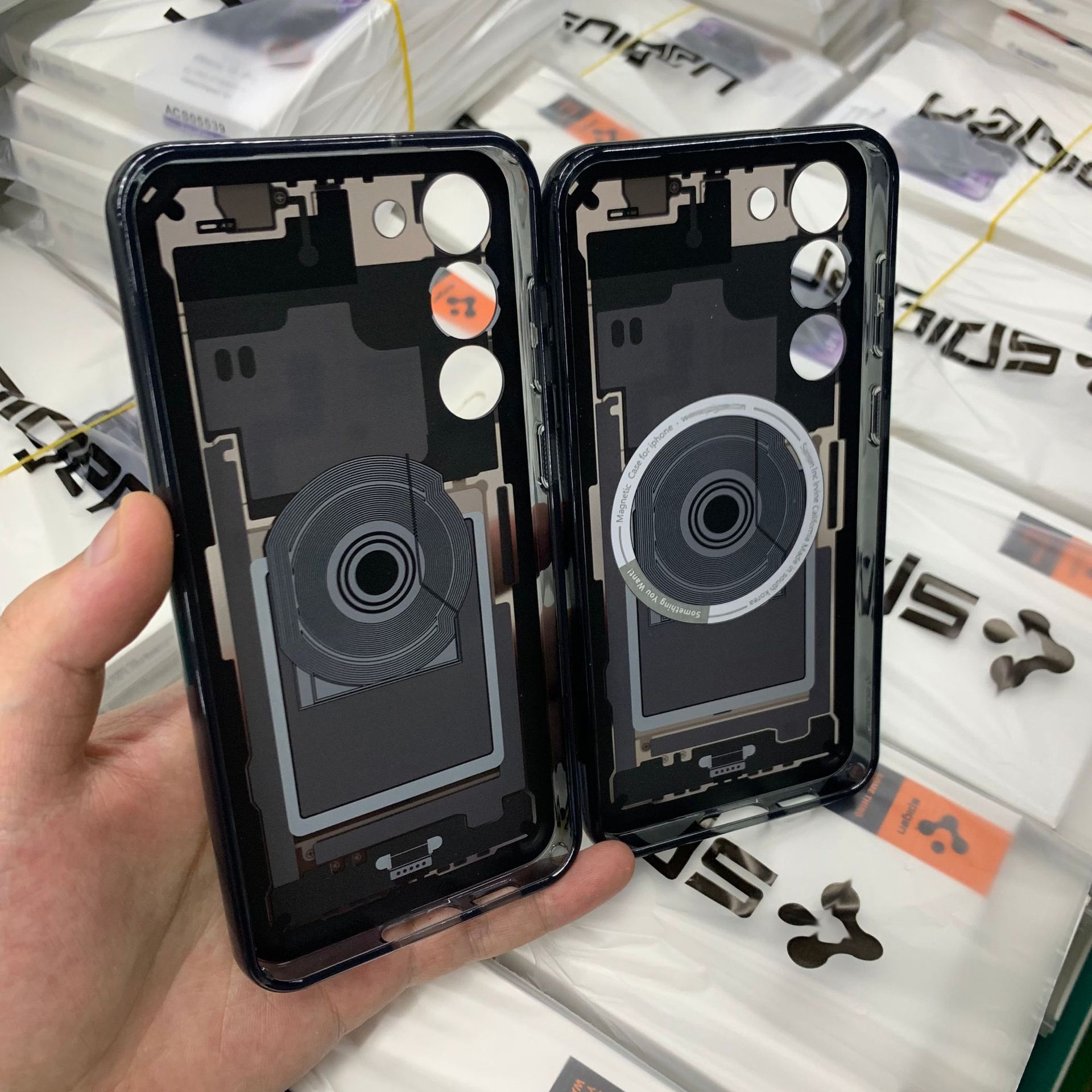 Spigen para Samsung S23 + agujero fino caja del teléfono magnético S23Ultra/placa de circuito MagSafe protección