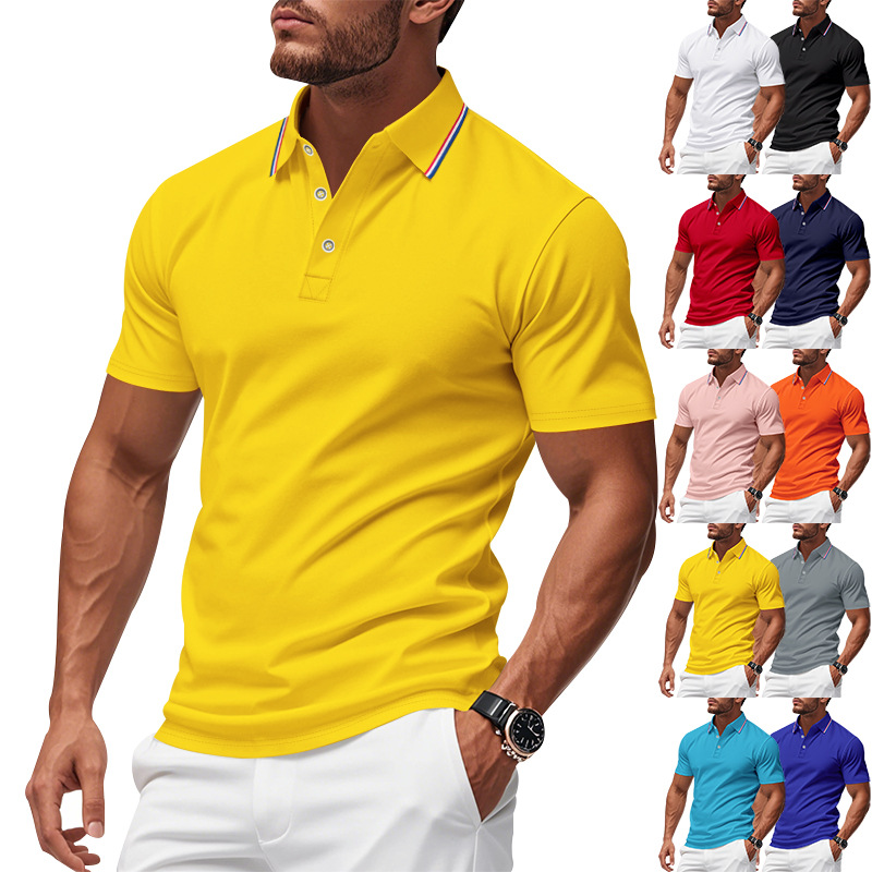 Cross-border Amazon Summer Hot Selling European Size Mesh Men's Polo Shirt Casual Golf Quick-drying Short-sleeved T-shirt for Men