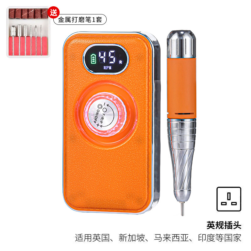 Pulitzador de uñas transfronterizo, tienda de uñas, herramientas de pulido de descarga de uñas profesionales, pulitador de almacenamiento de energía portátil, cuero