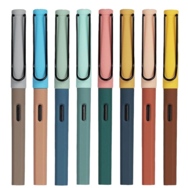 Pluma estilográfica correctora de postura, serie bicolor, punta de 0.38mm y 0.5mm, pluma estilográfica cómoda para estudiantes, cartucho de tinta universal de calibre 3.4