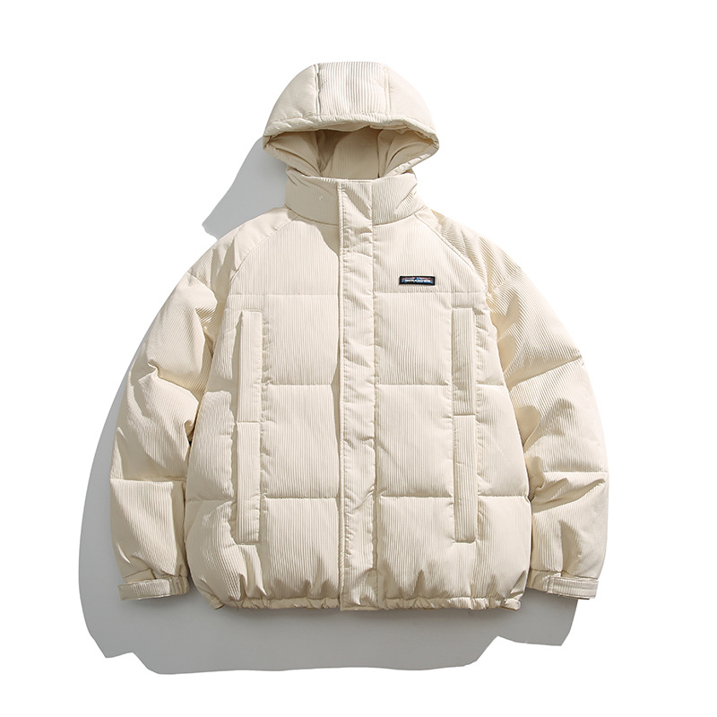 Yidao Vintage Winter Couple Hooded Zipper Down Jacket Simple Design Thickened Solid Color Down Jacket