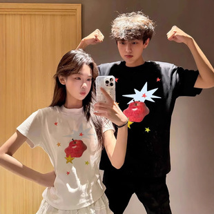 Summer Pure Cotton Short-Sleeved T-Shirt Couple Wear Lazy Style Loose Niche Design Tops for Men and Women Student Trendy Class Uniforms