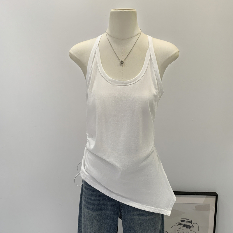 European-Style Drawstring Slim-Fit Sleeveless Camisole for Women, 2025 Summer New Style, Beautiful Back Bra Integrated Top for Women European-Style Drawstring Slim-Fit Sleeveless Camisole for Women, 2025 Summer New Style, Beautiful Back Bra Integrated Top for Women