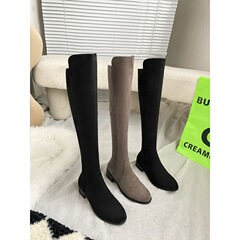 Swブーツの女性の小さい背の高い筒のやせている騎士の本革の百合は幅の筒の周りの5050膝のスエードのブーツをプラスします。
