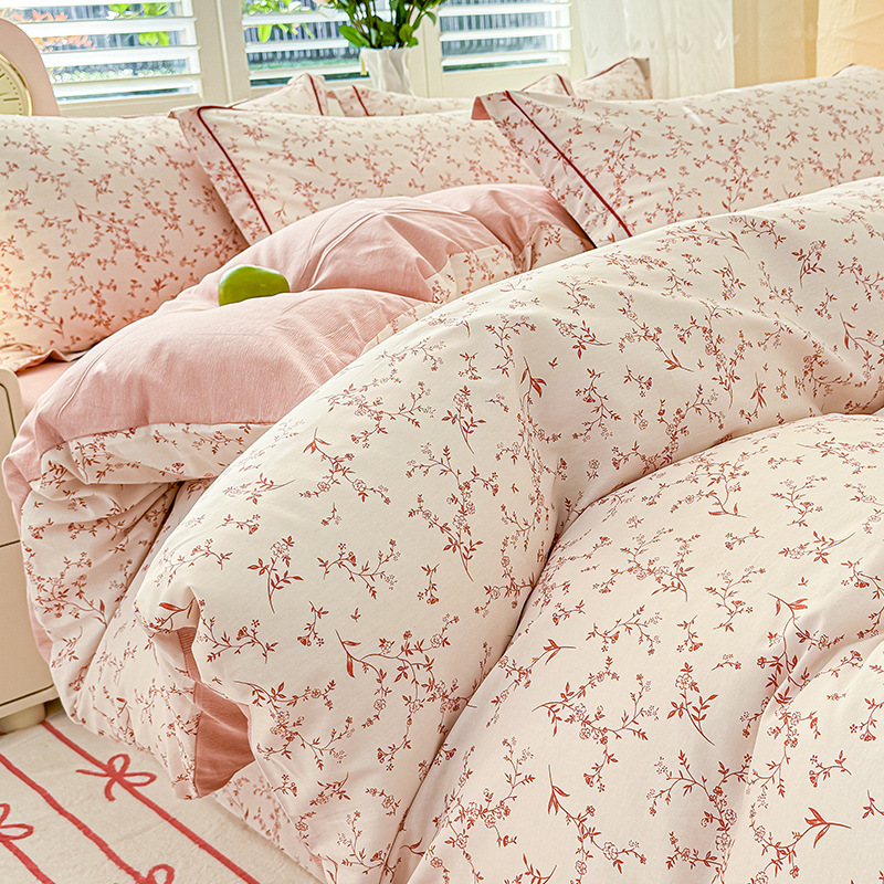 Cama de algodón fresca pequeña de cuatro piezas de algodón puro Xinjiang 2025 nueva funda de edredón sábana ropa de cama de tres piezas