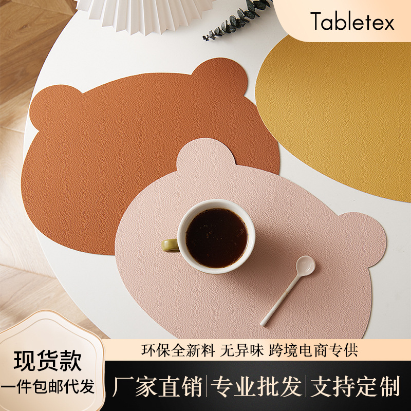 Estera de mesa de cuero nórdico a prueba de aceite montaña simple impermeable almohadilla de aislamiento pad tazón estera Oso de los niños mantel taza de té