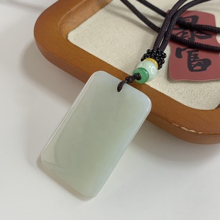 Natural Hetian Jade Pendant Necklace Women's Collarbone Chain Retro Simple Light Luxury Niche Design Sense