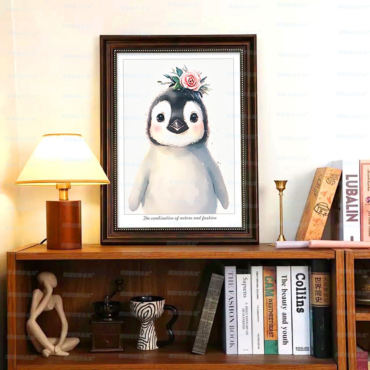 Kit de material para bordado de punto de cruz con diseño de pingüino, tamaño pequeño, acogedor, para sala de estar o dormitorio, hecho a mano, venta al por mayor del fabricante