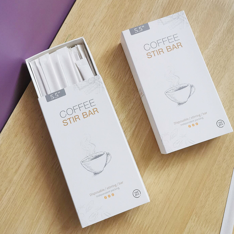 Disposable Coffee Stirring Stick Wooden Milk Tea Mixing Stick Birch Stick Round Head Small Stick Independent Packaging 14cm