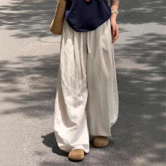 天丝凉感亚麻裤子女款夏季薄款冰丝棉麻山本裤bf慵懒风阔腿休闲裤