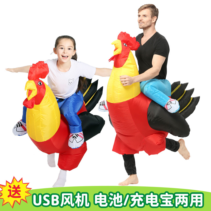 公鸡小黄鸡母鸡充气衣服卡通动物坐骑表演夜场酒吧COS行走道具服