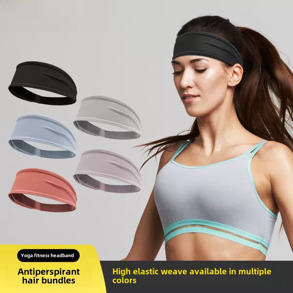 Headband Sports Hair Band Women's Basketball Outdoor Riding Men's Antiperspirant with Oxygen Fitness Yoga Widened Sweat-Absorbing Headscarf