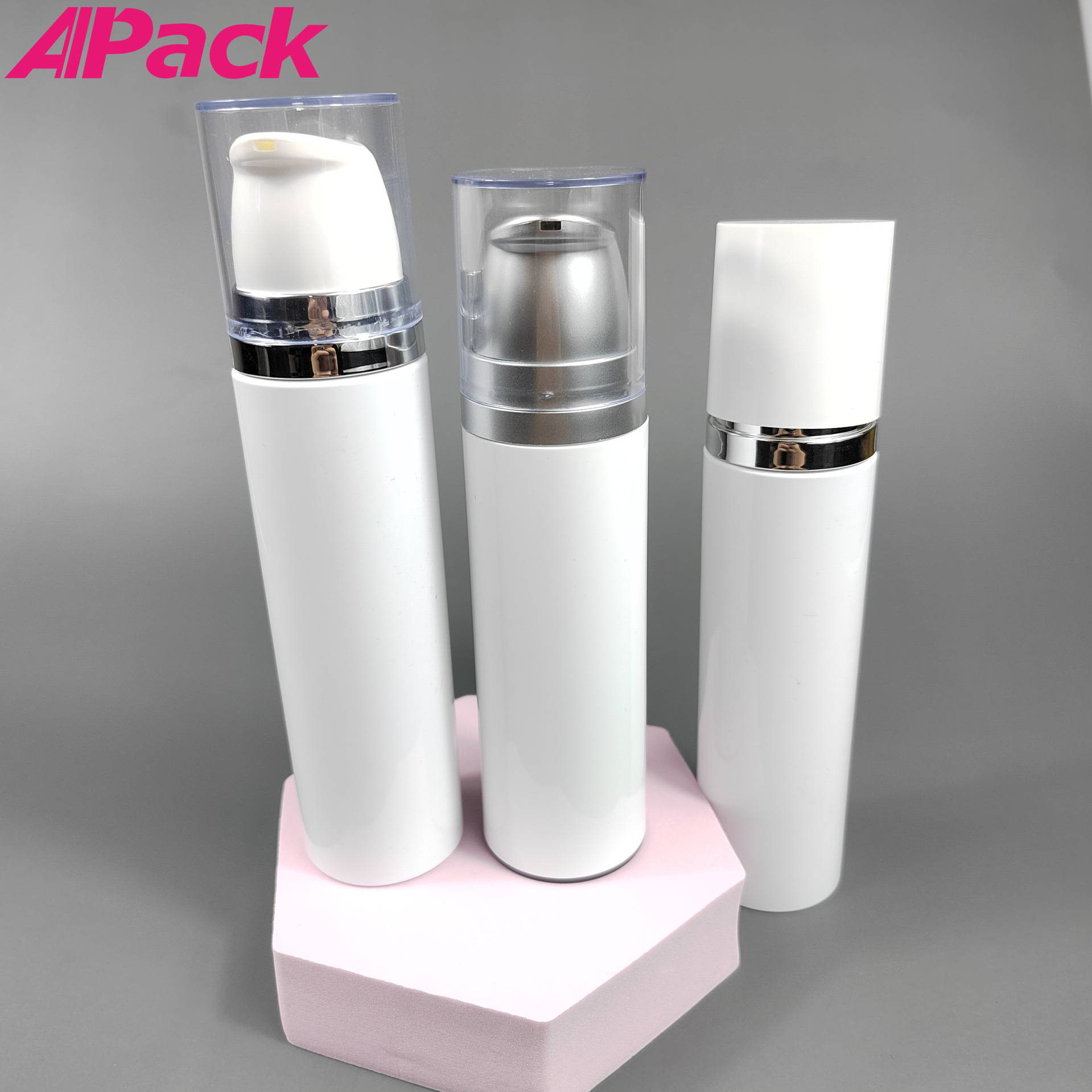 现货 100ml 120ml大泵头蒙砂银色塑料PET乳液瓶分装瓶包装定制