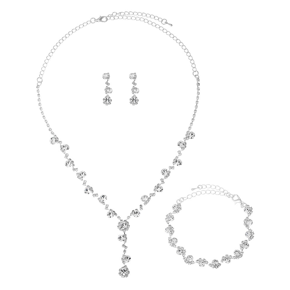 Amazon Venta caliente joyería traje girasol rhinestone collar pendientes joyería hecha a mano accesorios de la boda