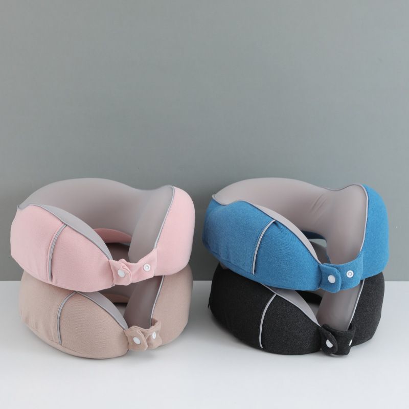 Reise-Nackenstützkissen aus Eisseide und Memory-Schaum in U-Form, ideal fürs Büro oder als Nackenstützkissen_voghion.com