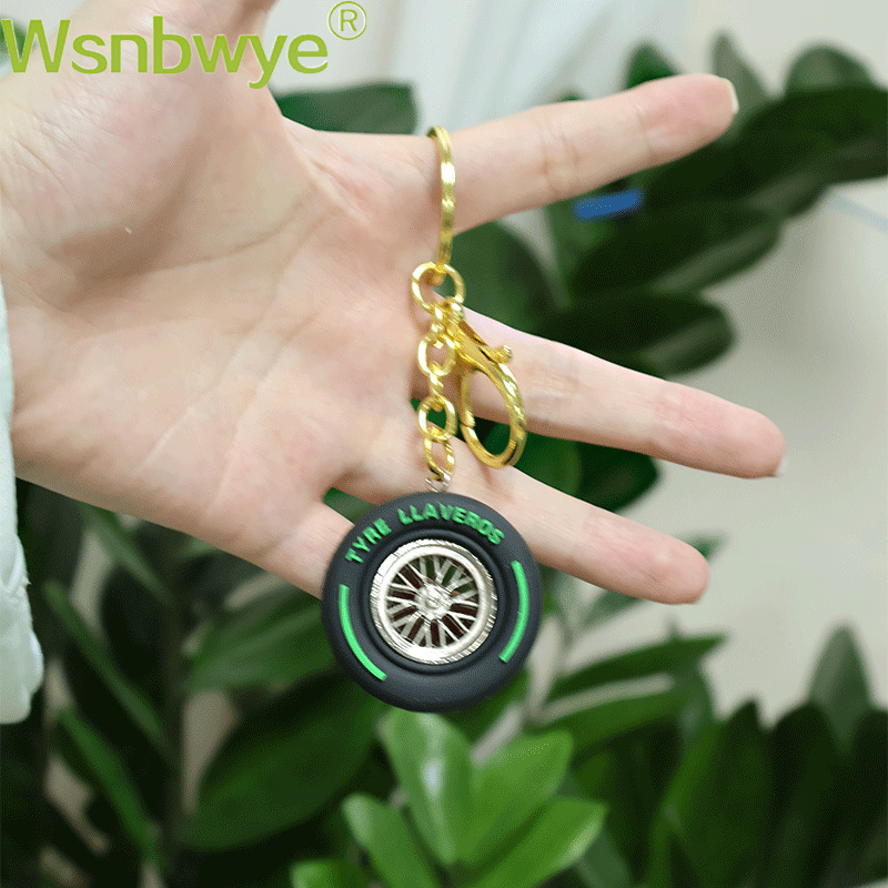 Custom F1 Fan Personalized Mini 3D Tire Metal Keychain Creative Car Keyring Gift Decoration