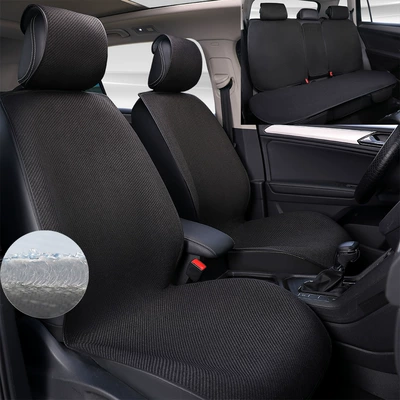 Air Layer, Breathable, Non-Slip, Semi-Enclosed: Seat cushion, seat cover - black-five-seater-vehicle