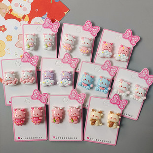 New Year jewelry cartoon Zodiac cute dragon National style cute glossy cream color children's ear clip without pierced student earrings