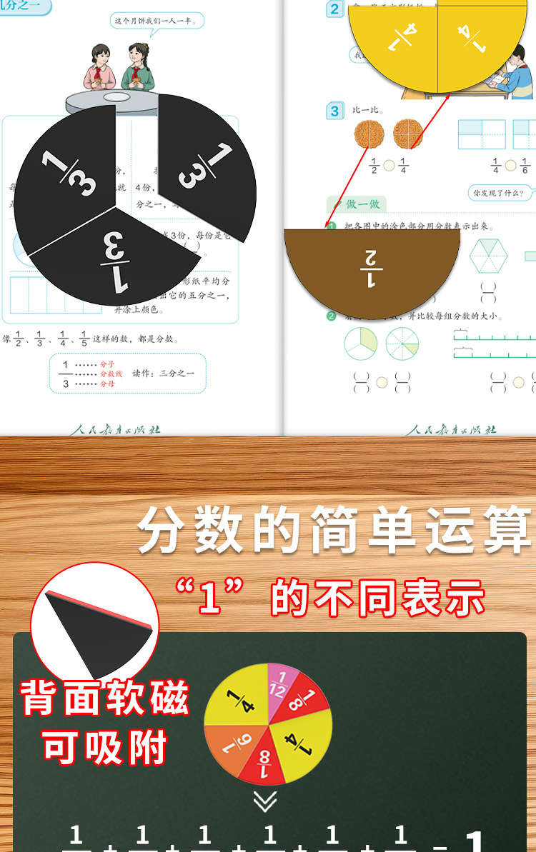 分数问题演示器磁性分数片圆形EVA海绵盘小学数学分数的认识教具-阿里巴巴