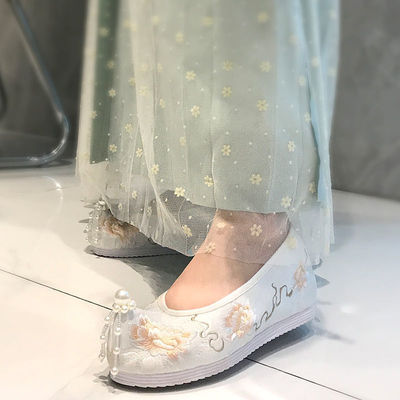 Ancient style Chinese Fairy hanfu shoes Single shoes for students with ancient  folk costume dance qipao cheongsam embroidered elegant embroidered shoes