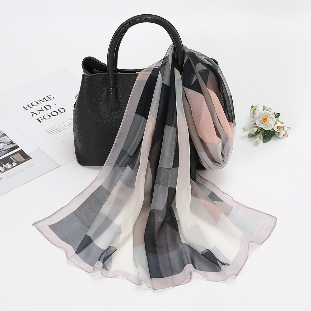 Women's Lady Color Block Qiao Qi Silk Scarves display picture 7