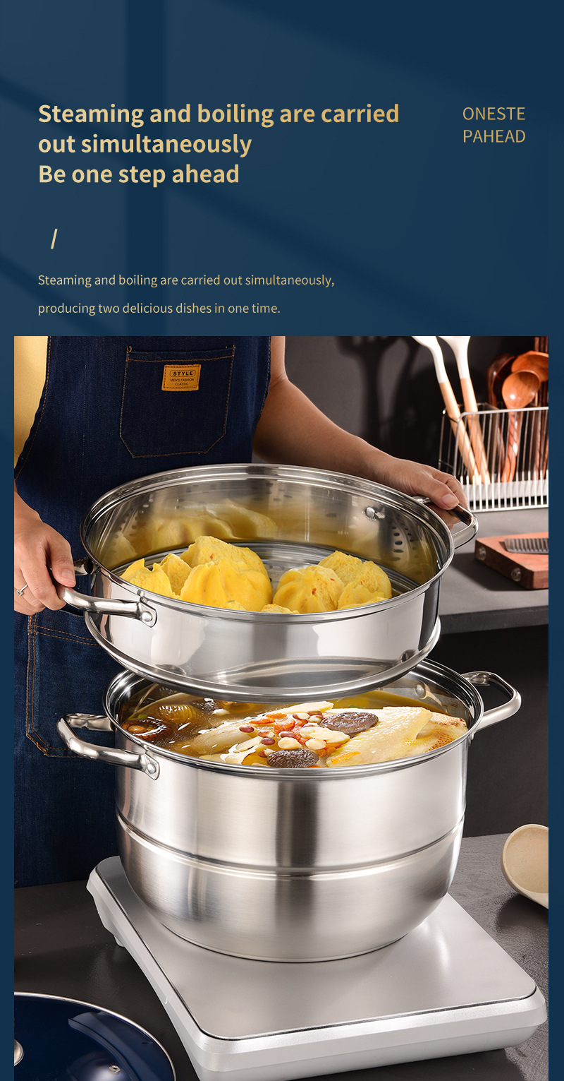 Stainless Steel Multifunctional Soup Pot And Steamer Cookware Set_voghion.com