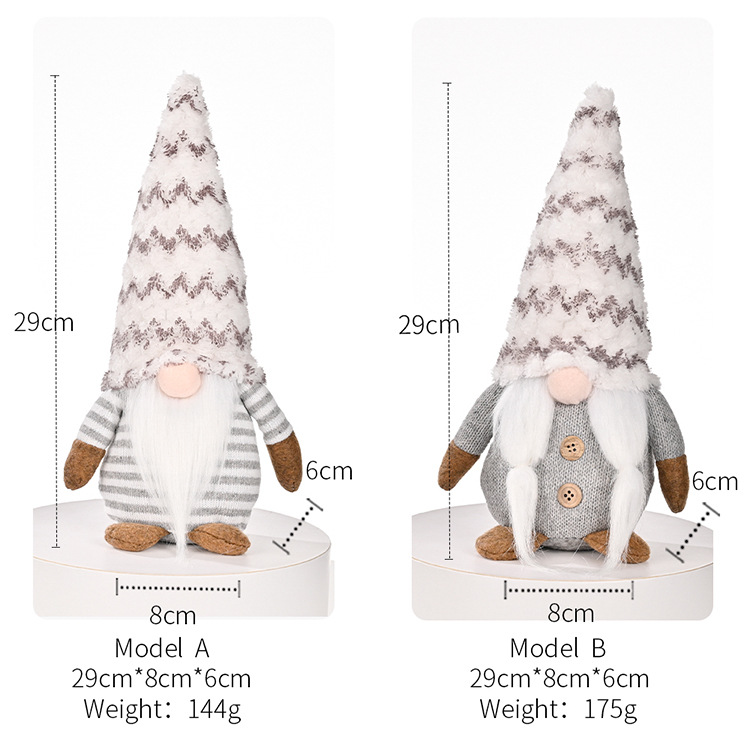 280g Weight Christmas Festival Cross-border New Christmas Decoration Christmas Rudolf Doll Christmas Gray Faceless Doll Standing Posture Doll Ornaments 2