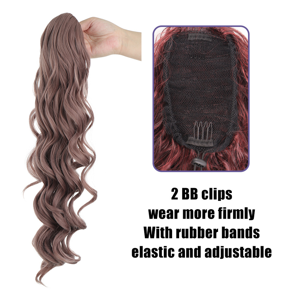 Perücke Pferdeschwanz Druckschlauch Kordelzug Pferdeschwanz Damen Big Wave Curly Kordelzug Pferdeschwanz_voghion.com