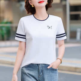 圆领白色正肩短袖t恤女2026新款夏季爆款女装衣服上衣半袖体恤衫