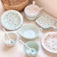 【初雪】陶磁器食器皿家庭用食器高颜値茶碗皿かわいいカップラーメン食器がとてもきれいな茶碗