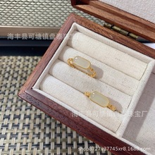 厂家批发 天然和田玉简约马鞍戒指  S925银镶嵌