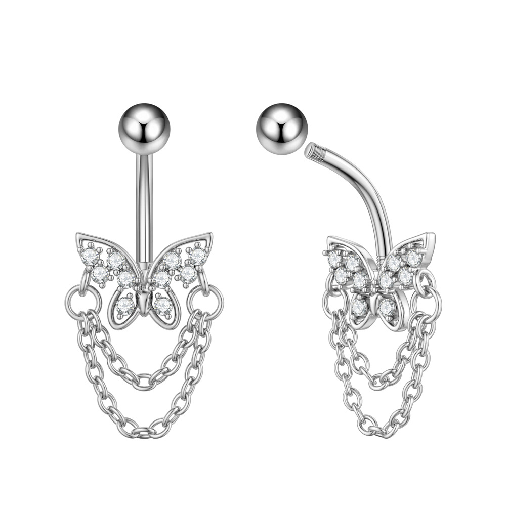5g Weight Zircon Inlay Material Belly Ring Classification 1 Piece Quantity Casual, Bar Occasion 316 Stainless Steel Material Star, Flower, Butterfly Pattern All Seasons Season Unisex Gender Plating Design Hip-Hop, Simple Style, Cool Style Style 1 Piece 316 Stainless Steel Zircon Belly Rings Star Flower Butterfly Unisex 30