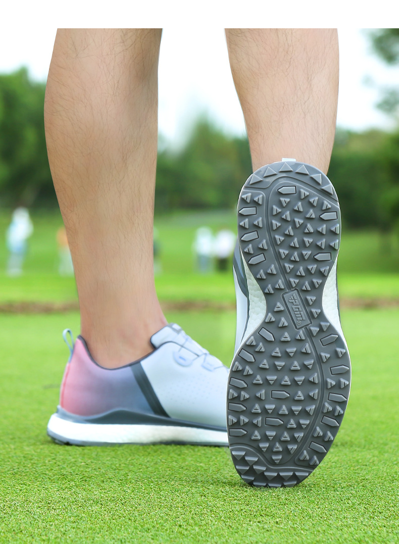 Giày golf PGM nam chống thấm nước, đế giữa vải popcorn, dây khóa xoắn — XZ210-Xám Trắng xám dần Xám, Xz210-trắng Xám chuyển dần xanh lam, XZ210-Xám trắng dần Đỏ chi tiết 12