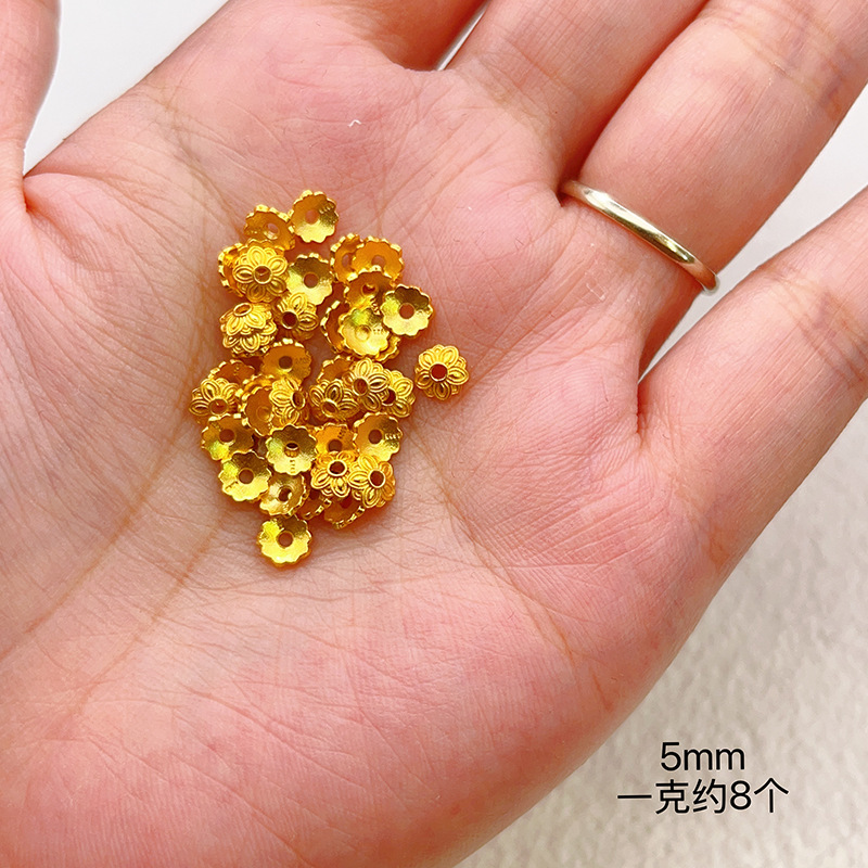 按克称S925银镀24K金花托手链项链串饰diy配件手工隔珠半成品|undefined